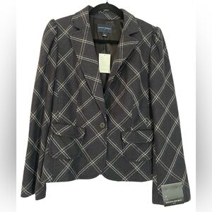 Banana Republic navy blue plaid blazer